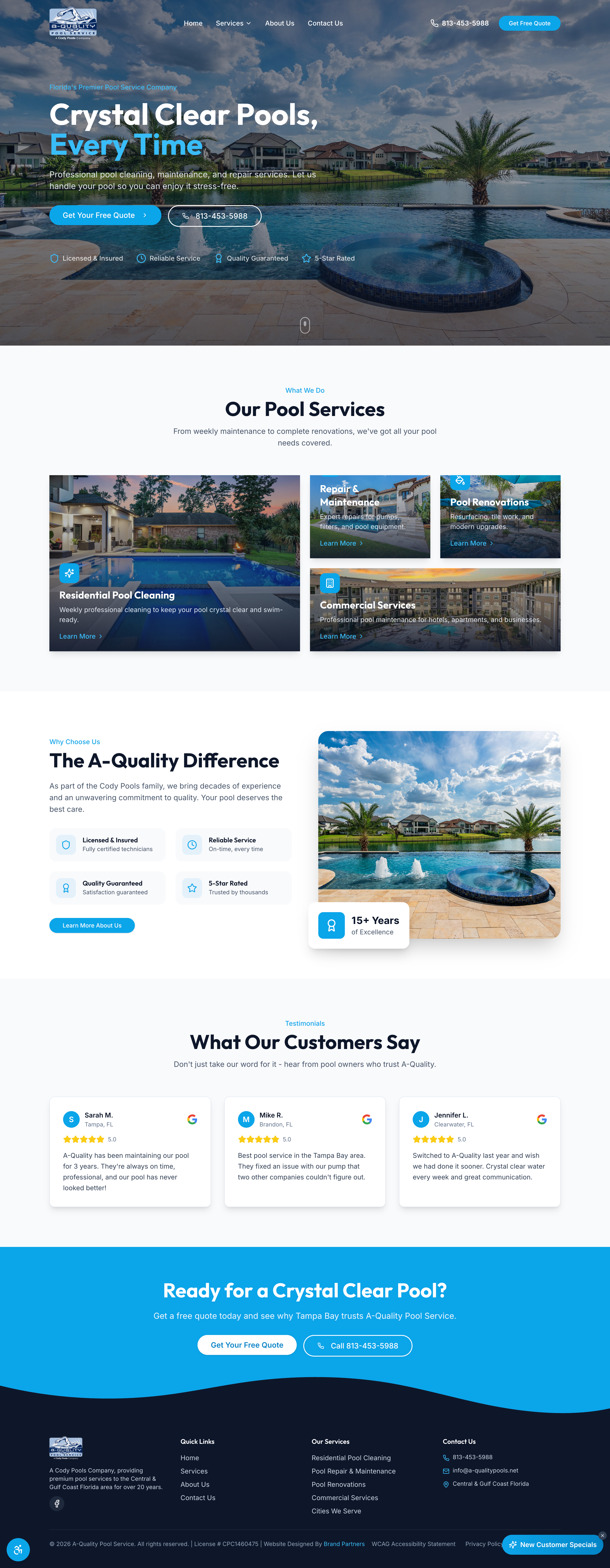 A-Quality Pool Service: From Outdated to Outstanding - A Complete Website Transformation
