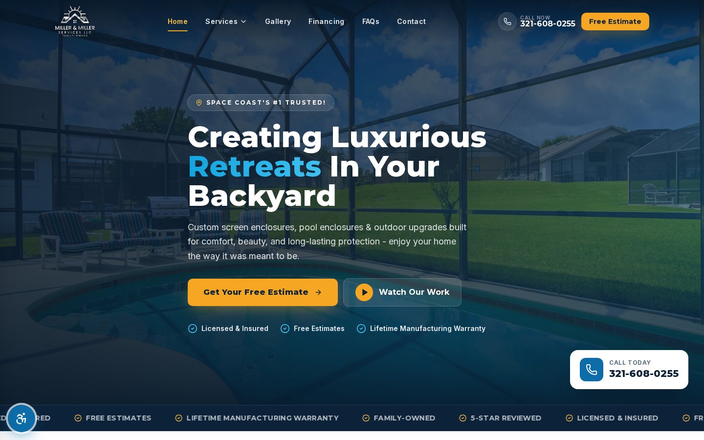 Miller & Miller Services: A New Website for the Space Coast's Premier Screen & Pool Enclosure Builder
