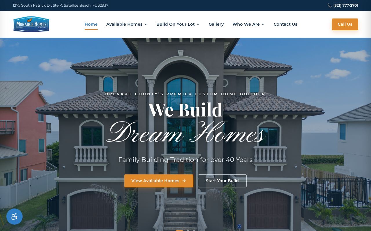 Monarch Homes FL - website preview