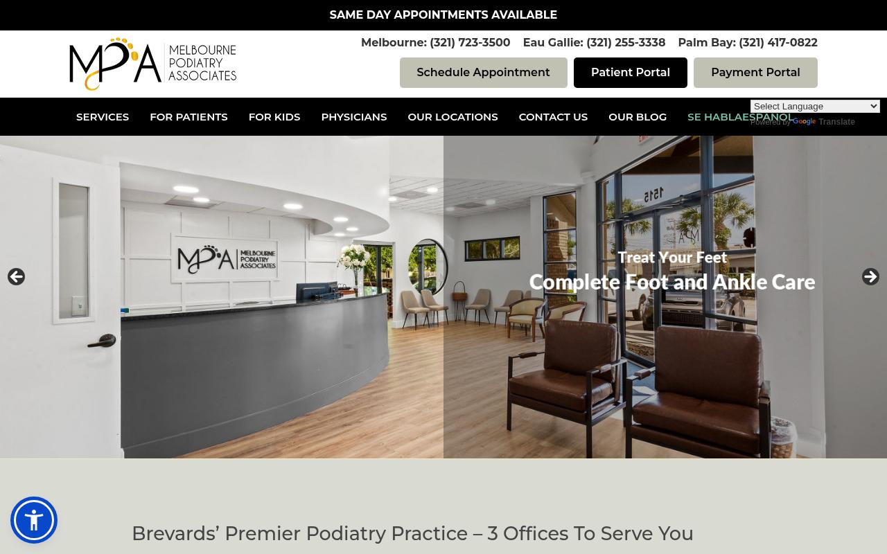 Melbourne Podiatry Associates - website preview