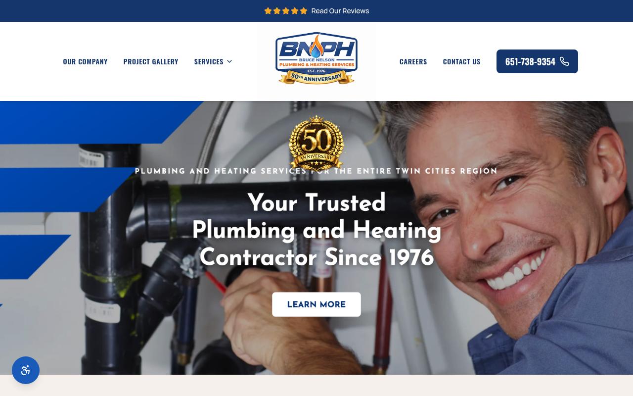 Bruce Nelson Plumbing & Heating - website preview