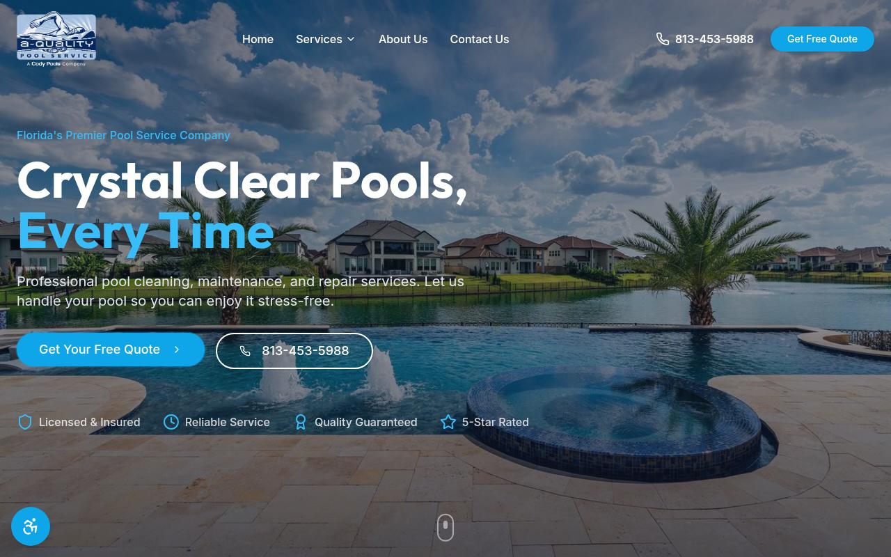 A-Quality Pools - website preview