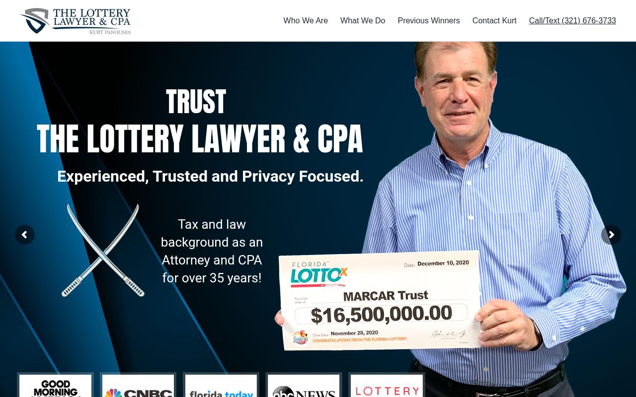 Lottery Lawyer CPA - website preview