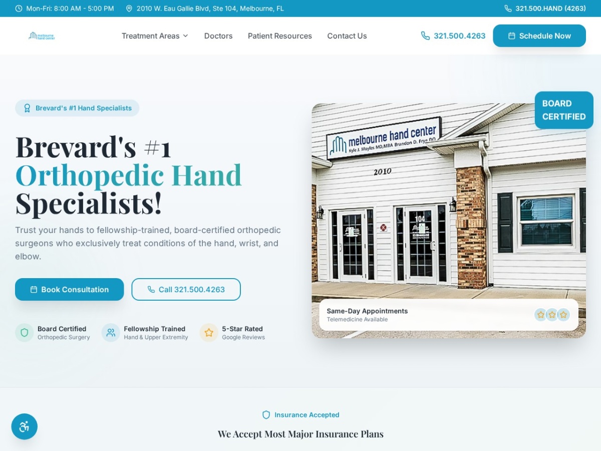 Melbourne Hand Center: A Specialized Healthcare Website That Builds Patient Trust
