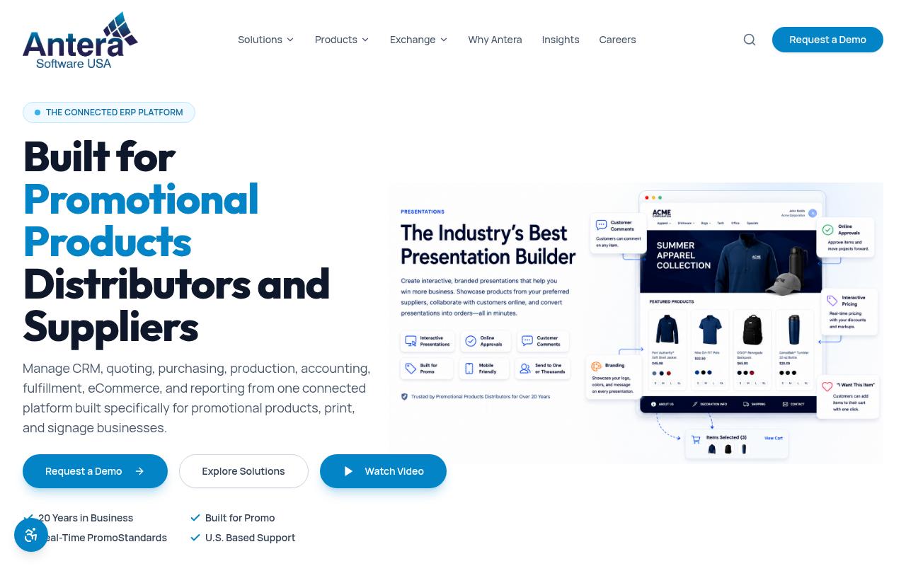 Antera Software - website preview